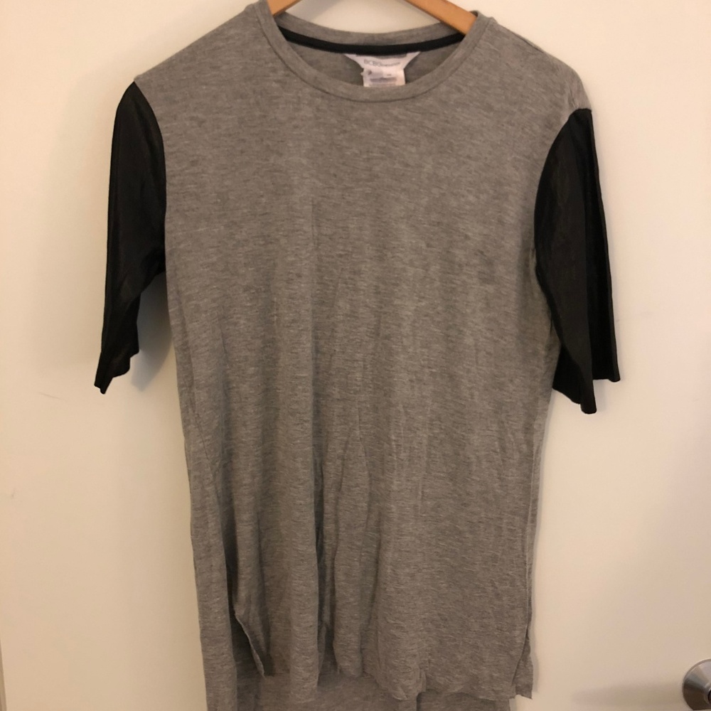 BCBGeneration Leather-Sleeved Tee